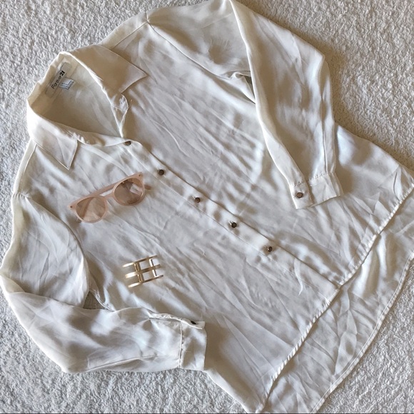 Forever 21 Tops - Sheer white button down blouse